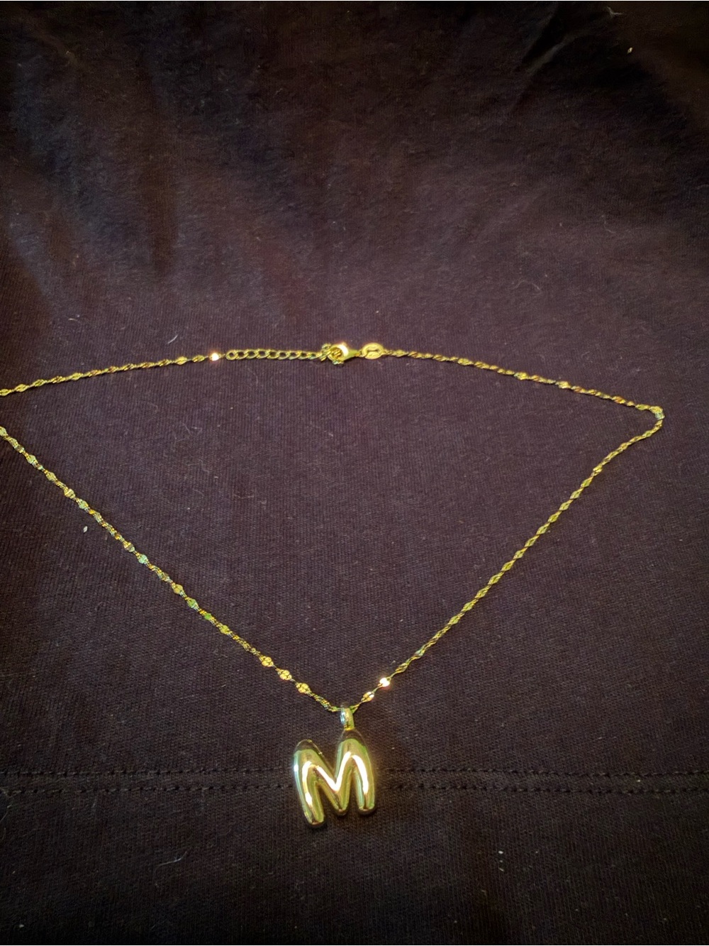 Bubble Initial M Necklace Gold Colored